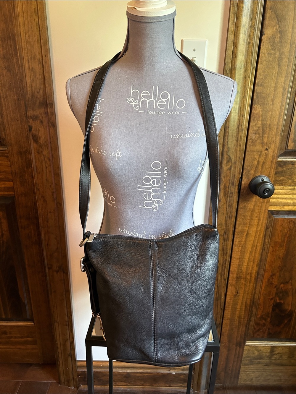 Wilsons Leather Black Pebbled Leather Crossbody Bag